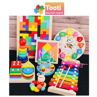 Combo đồ chơi gỗ 8 món cho bé phát triển trí thông minh TootiKid cho bé
