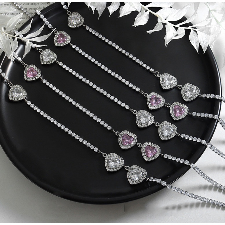 Dây Chuyền Nữ Dự Tiệc Đính Đá Zircon Nhân Tạo Sang Trọng Titan Ko Đen TT4544