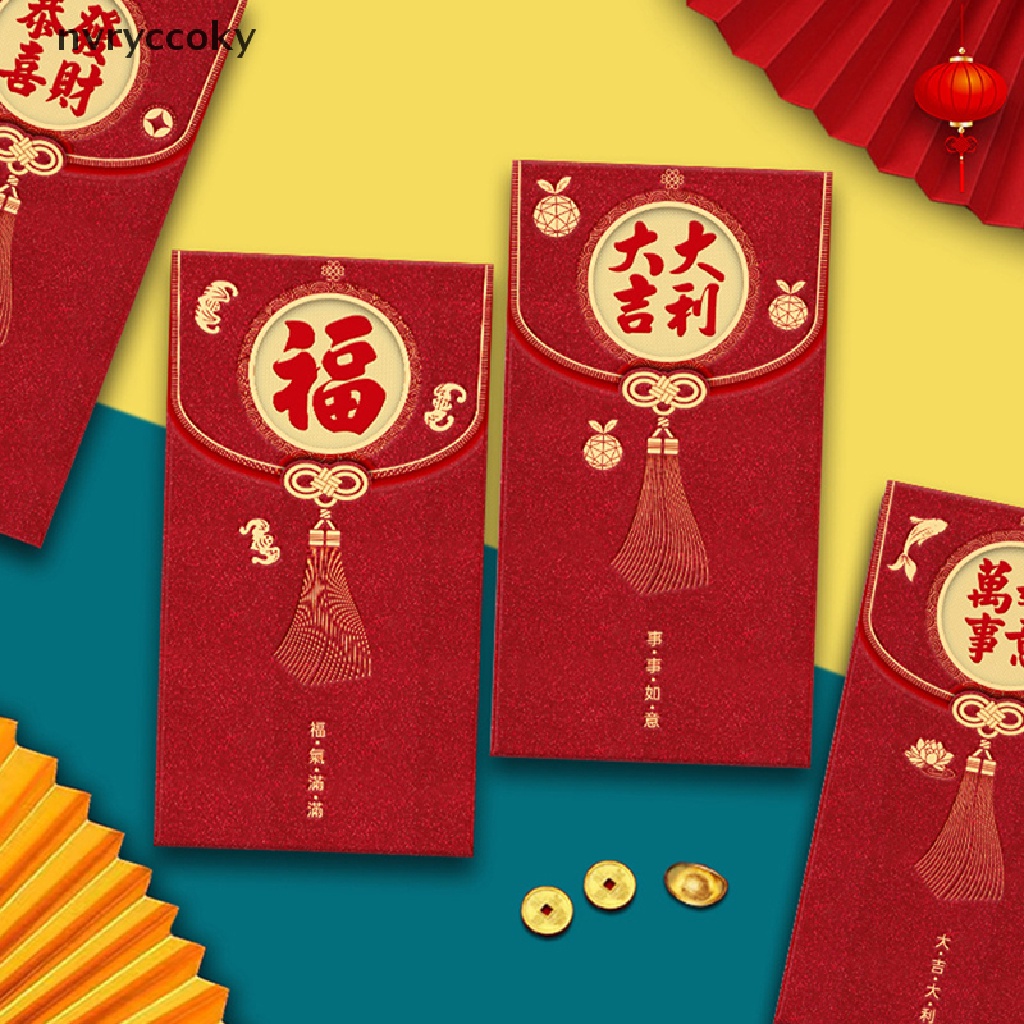 Set 6 Bao Lì Xì Đỏ Hình Chú Thỏ May Mắn Cho Năm Mới 2023