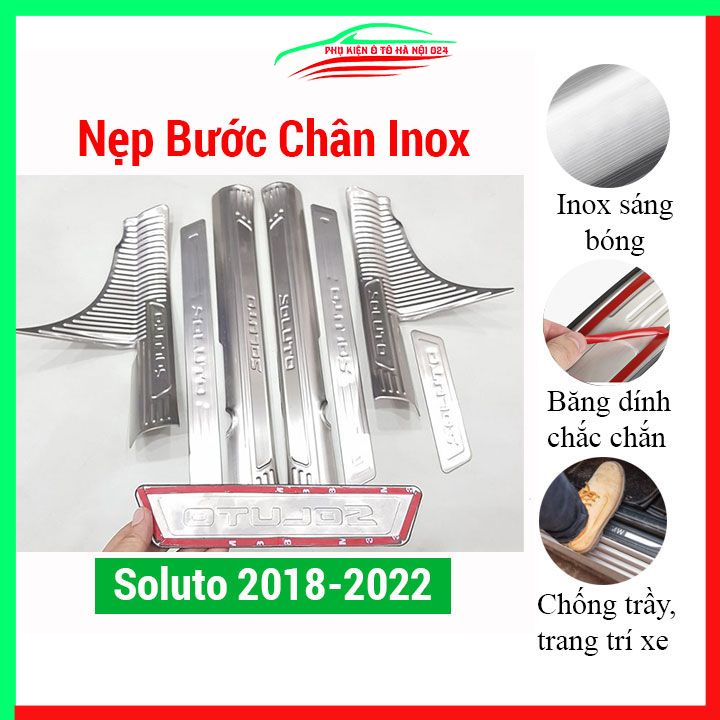 Bộ nẹp bước chân inox ô tô Kia Soluto 2018-2024 chống trầy làm đẹp ô tô