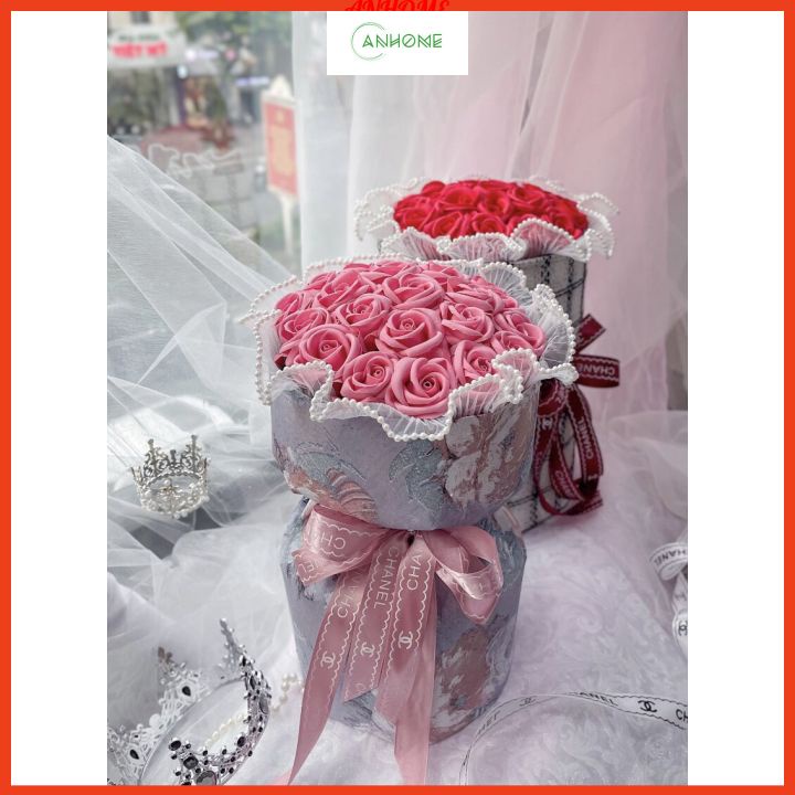 Bó hoa hồng sáp cao cấp thiết kế mới tặng người yêu dịp Valentine 14/2, bó hoa quà tặng bạn gái 8/3 sang trọng
