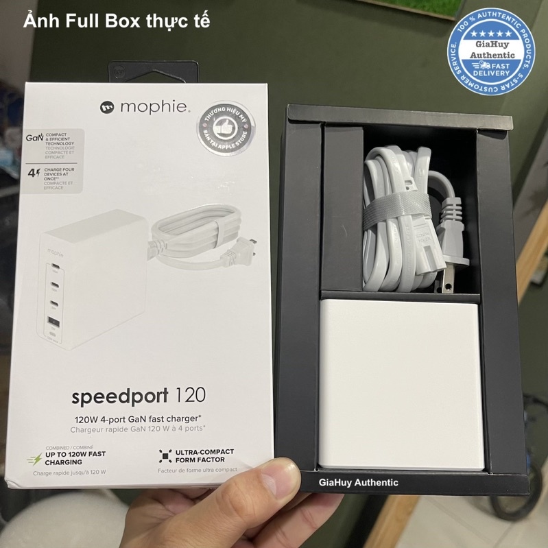Củ sạc nhanh MOPHIE 409909358 SpeedPort 120W GaN 3C-1A PD / PPS 2.0 100W - Hàng Chính hãng uỷ quyền