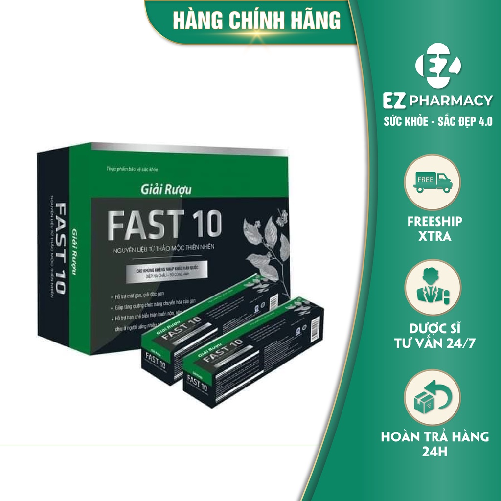 Giải rượu FAST 10 - Nước uống thảo mộc giúp giải rượu, mát gan, giảm các biểu hiện khó chịu - EZ Pharmacy