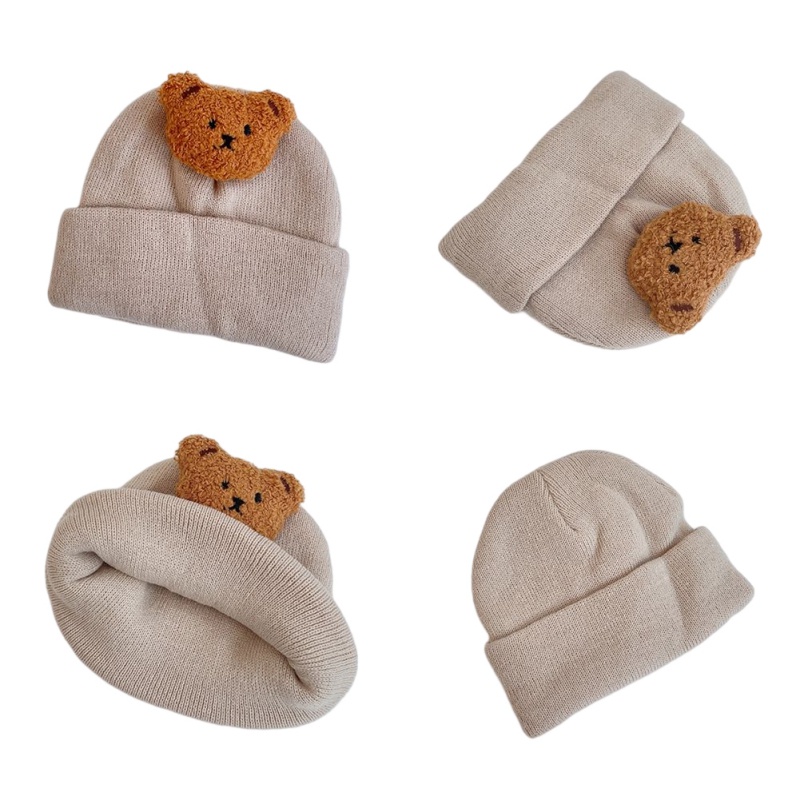 Mũ Len Co Giãn Hình Gấu Hoạt Hình Cho Bé