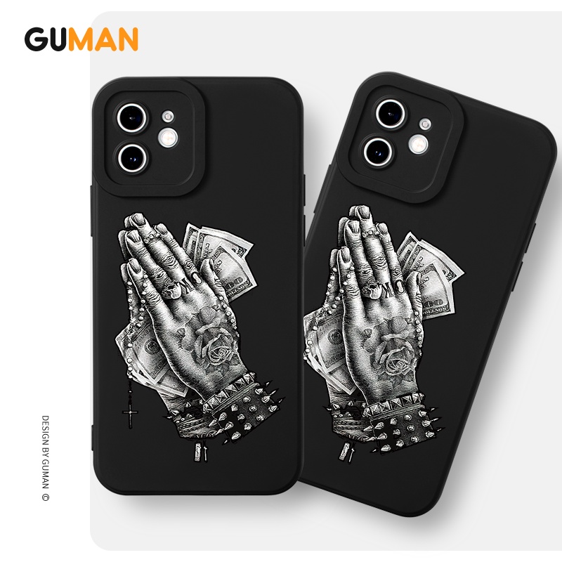 Ốp lưng GUMAN mềm ngầu nam đen dễ thương đẹp cho iPhone 14 13 12 11 Pro Max SE 2020 X XR XS 8 7 6S 6 Plus kute XYB1259