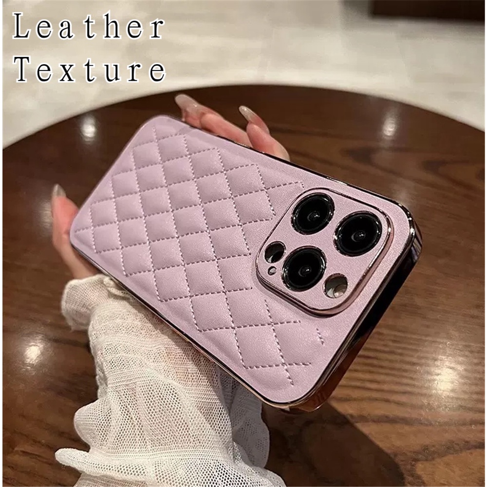 Ốp Điện Thoại Silicon Mềm Vân Kim Cương 3D Bảo Vệ Camera Chống Sốc Cho iPhone 14 13 12 11 Pro Max Mini Plus