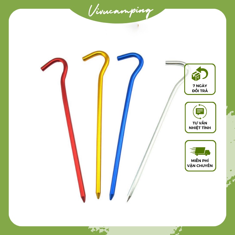 Bộ Cọc Đinh Ghim Lều - Đinh Ghim Tăng Bạt Nhôm Siêu Nhẹ Dùng Căng Mái Tăng Cố Định Đồ Dùng Bằng Hợp Kim Nhôm