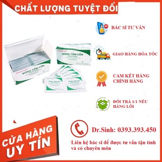 Bông tẩm cồn TANAPHAR hộp 100 miếng sát trùng sát khuẩn