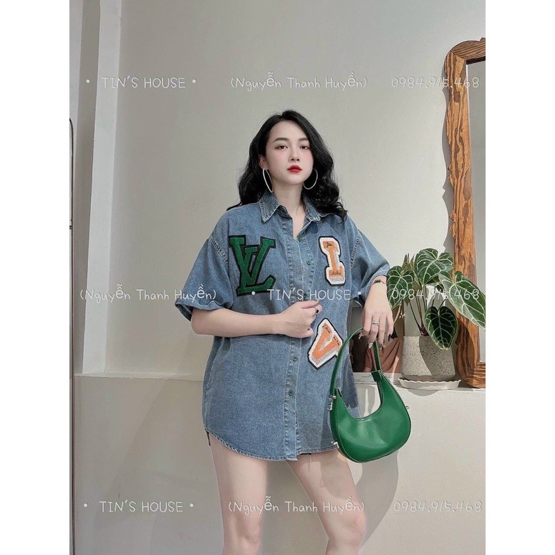 ÁO SƠ MI BÒ L.V THÊU ĐÁP NỔI