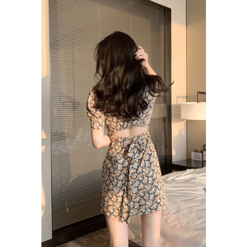 Đầm Ngắn Dáng Ôm In Hoa Phong Cách Pháp Thời Trang Mùa Hè Mới Cho Nữ