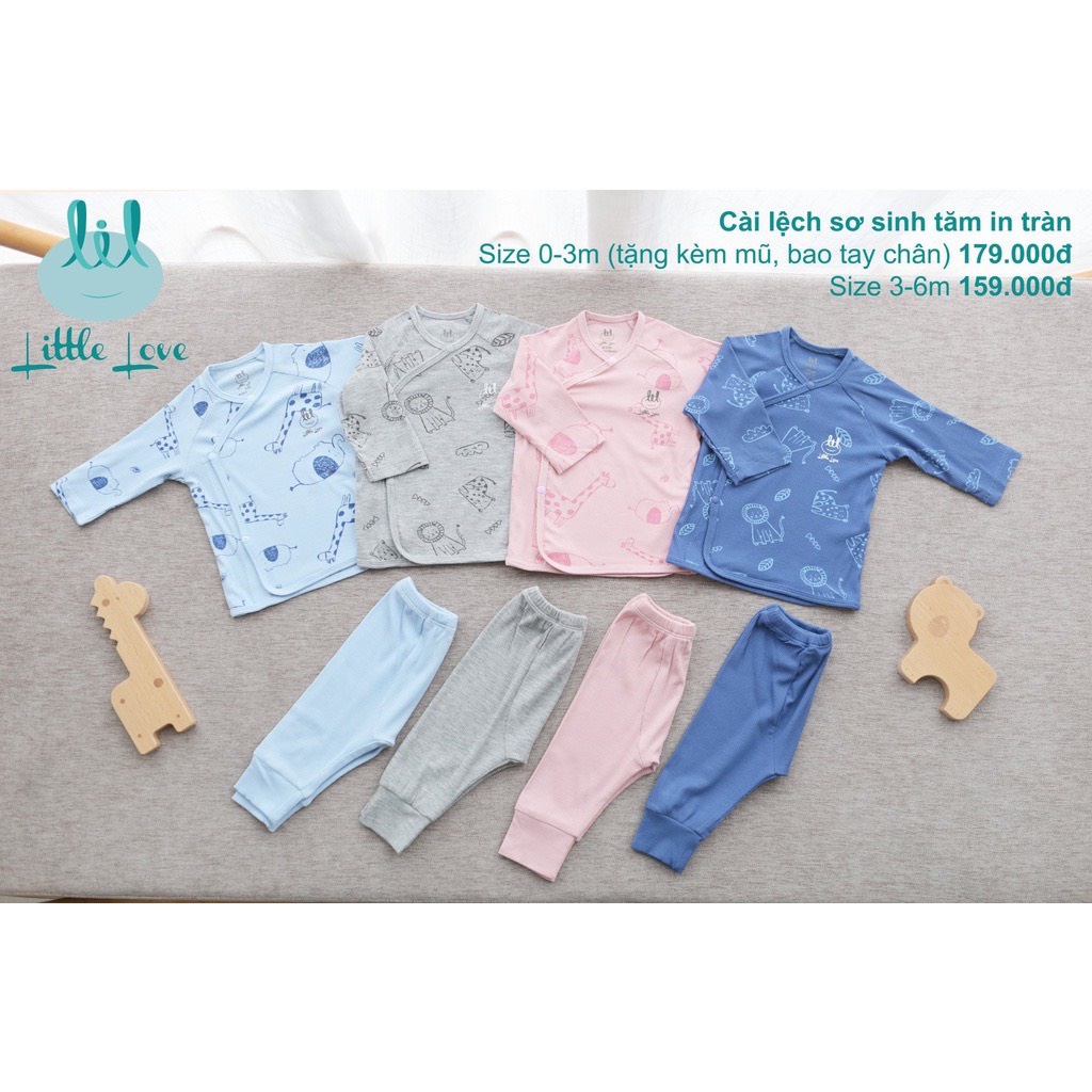 Bộ quần áo cài lệch Lil Little Love tăm in tràn màu họa tiết cho bé- Monnie Kids
