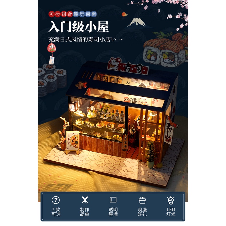 Mô Hình Gỗ DIY Gian Hàng Sushi