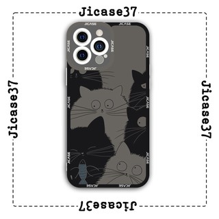 Ốp lưng iphone và samsung xiaomi oppo cạnh vuông Jicase mèo trắng và mèo đen