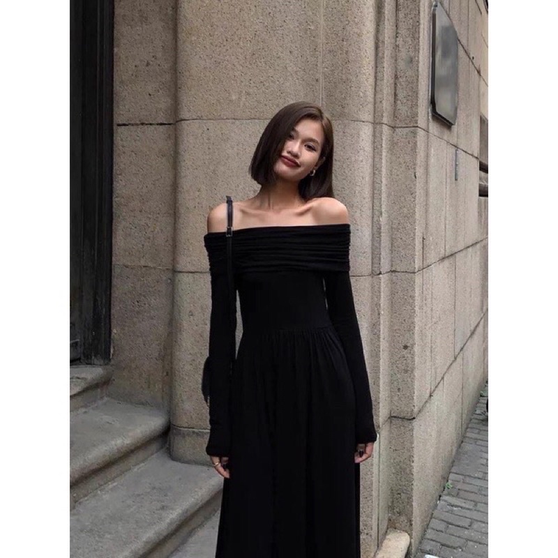 VÁY TRỄ VAI TRƠN LEN TĂM DÁNG DÀI VTVDDT