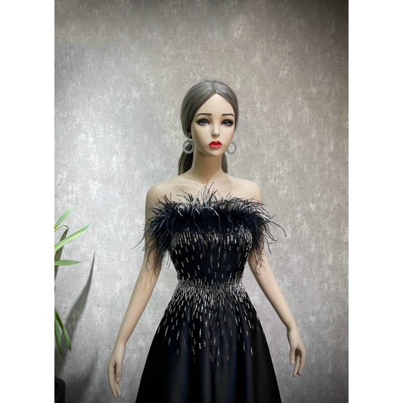 Đầm xoè dự tiệc TRIPBLE T DRESS cúp phối lông kết cườm sang trọng - size S/M/L - MS280Y