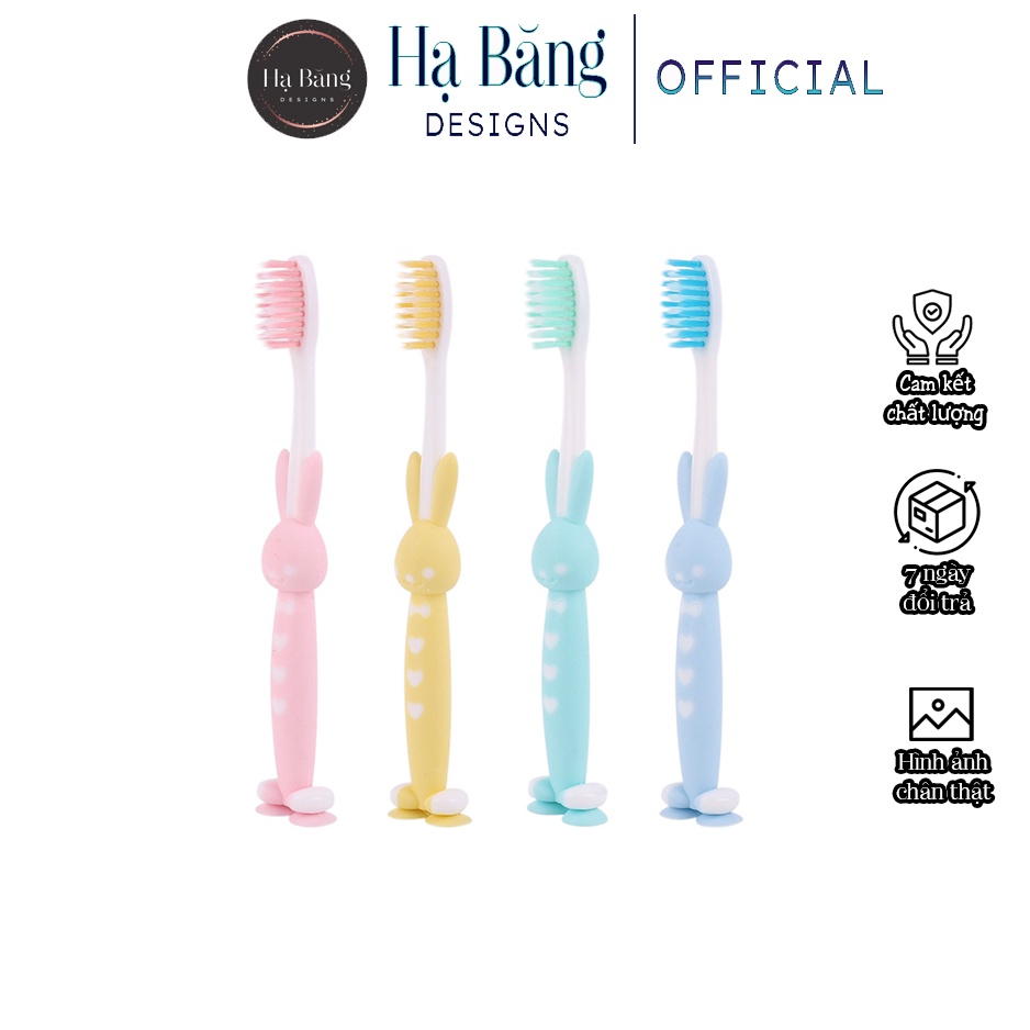 Bàn chải đánh răng cho bé trai bé gái hình gấu thỏ ngộ nghĩnh set 4 chiếc Hạ Băng Designs