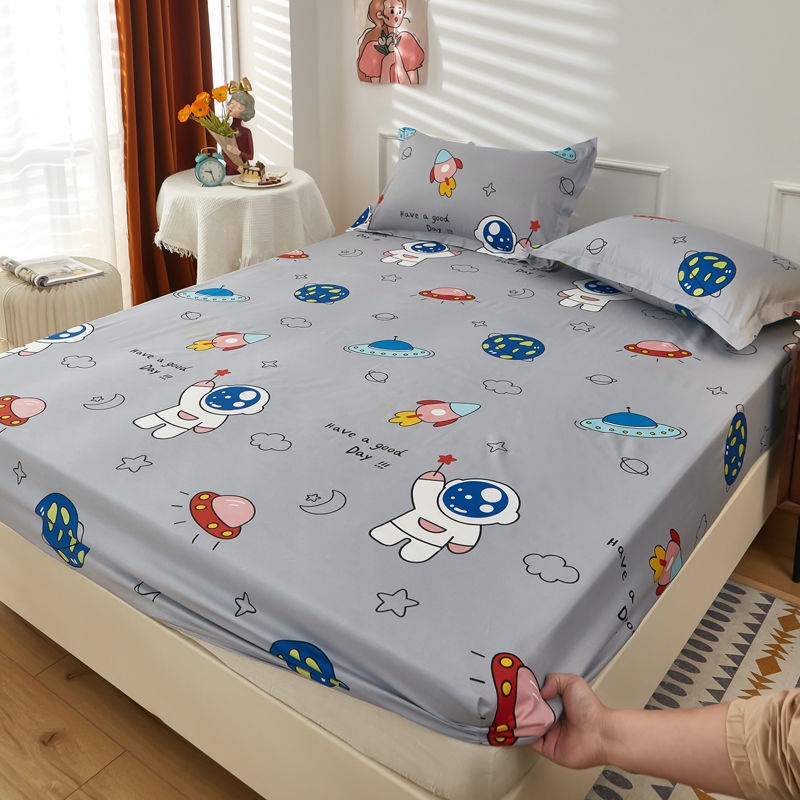 Bộ Ga Trải Giường + Vỏ Gối Họa Tiết Hoạt Hình Chống Trượt Kích Thước 1.5 / 1.8 / 2m