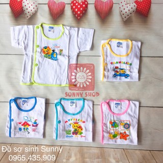 Áo em bé TRẮNG BÁC SĨ tay NGẮN BOSINI / Áo cúc lệch tay cộc BOSDANNA cho bé sơ sinh đến 8kg