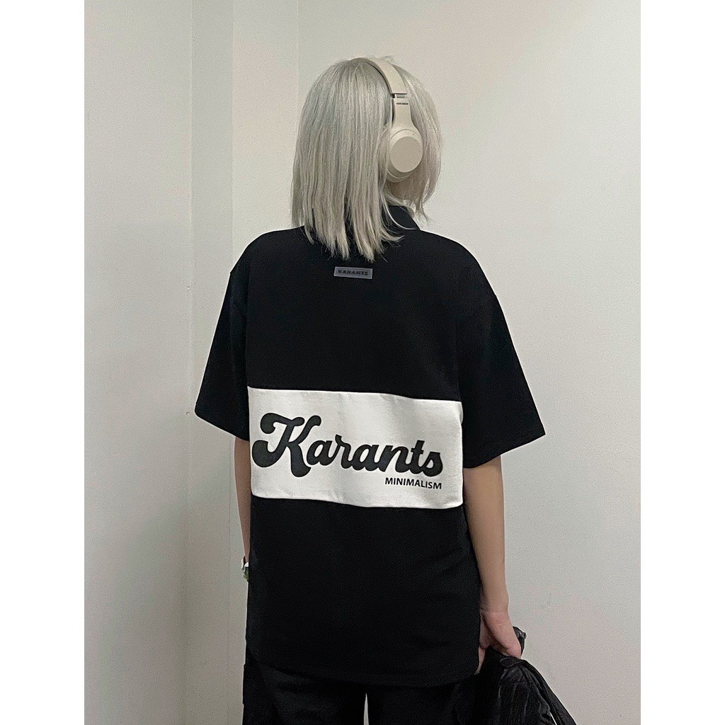 Áo Polo Karants Stripe Black Unisex Nam Nữ Thun Cá Sấu Cao Cấp