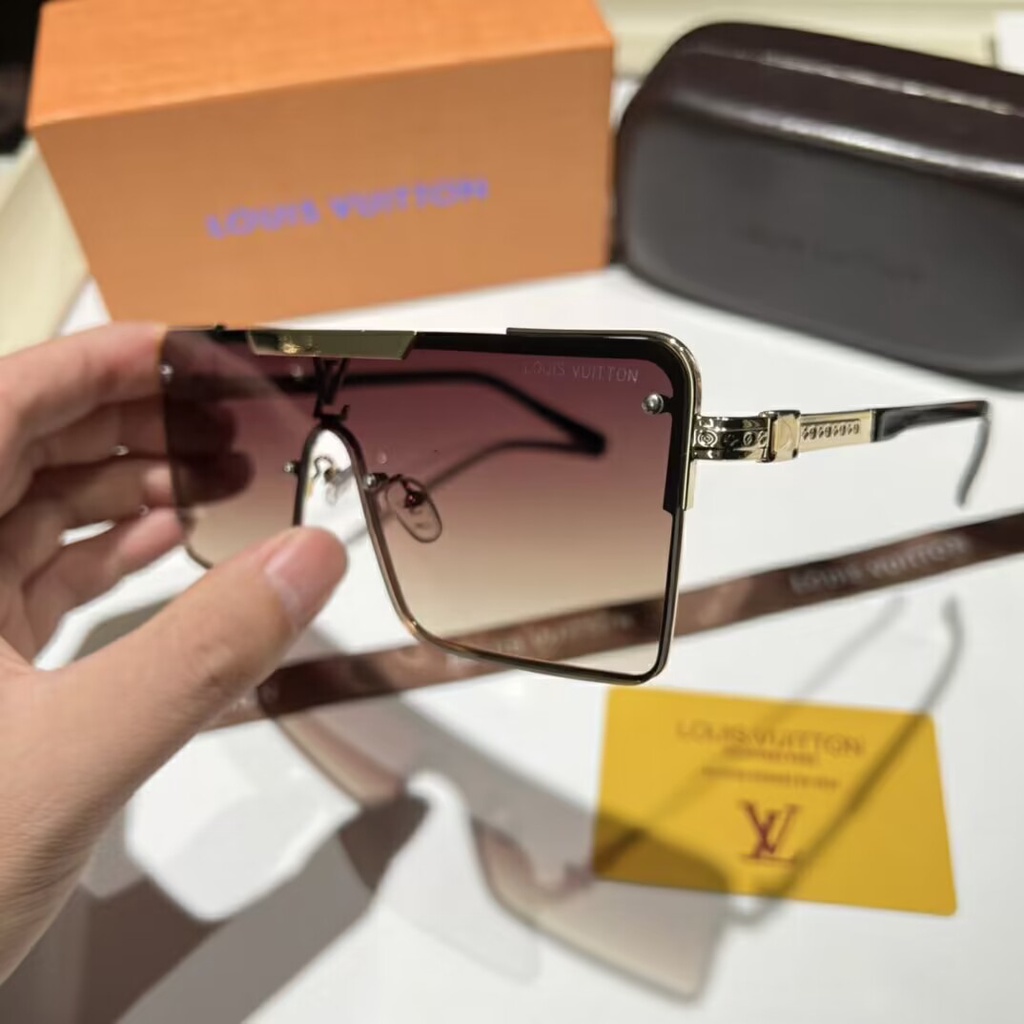 Kính Mát Gọng Vuông Chống Nước In Dấu Chân Mày Mẫu Mới 2023LV Dành Cho Nam Và Nữ