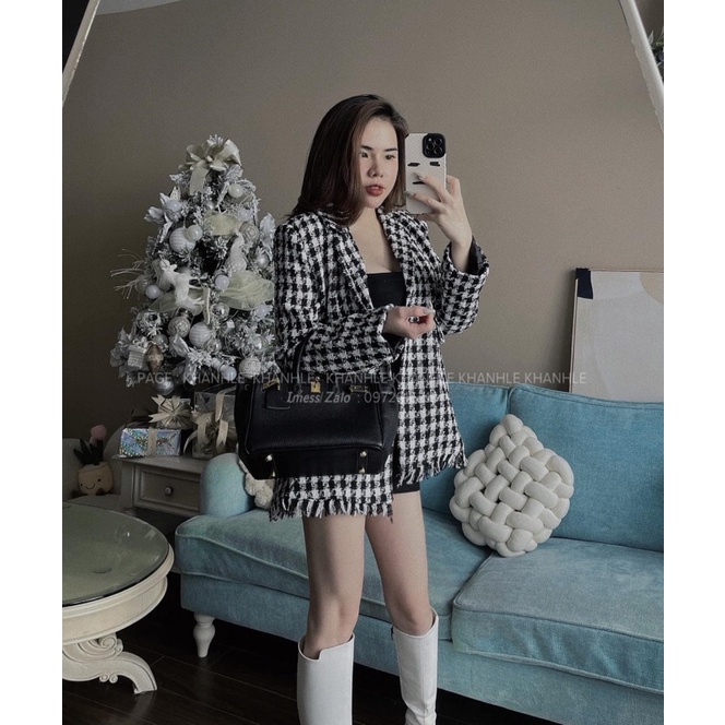Áo Vest Dạ Caro Vải Dạ Nhũ QC Cao Cấp