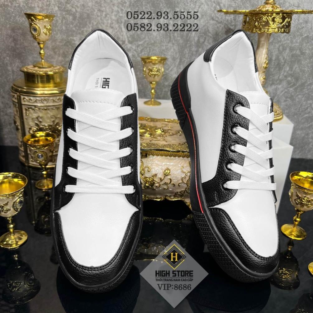 Hàng chất lượng Giày Da Nam Cổ Thấp Phối Màu Đen Trắng 1993Shop - Giầy Nam Da Pu Size Từ 38 Đến 44 VIP :8686