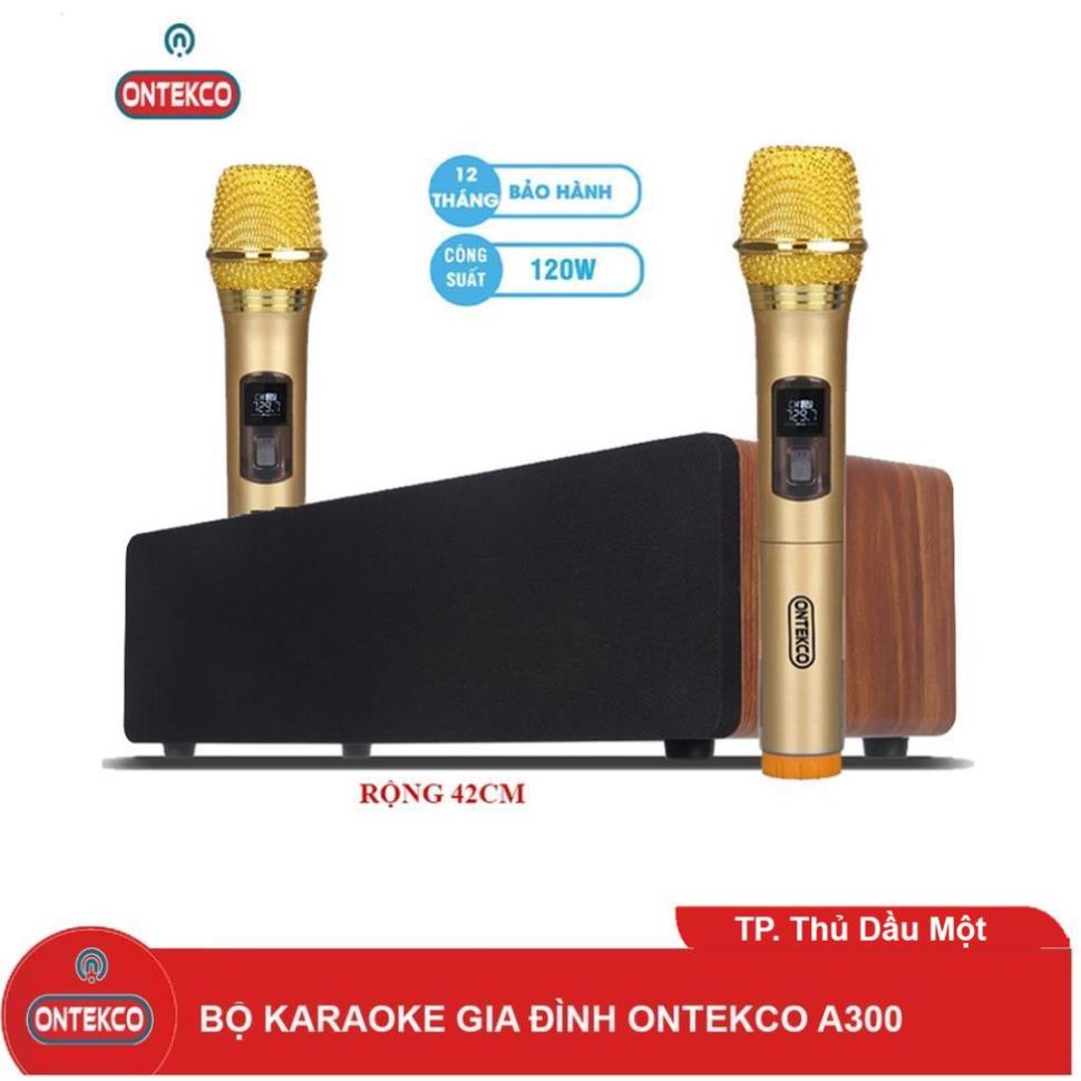 Bộ Loa KARAOKE Bluetooth Gia đình Kèm Micro không dây ONTEKCO A300 Siêu trầm cao cấp sang trọng, đa dạng cổng kết nối