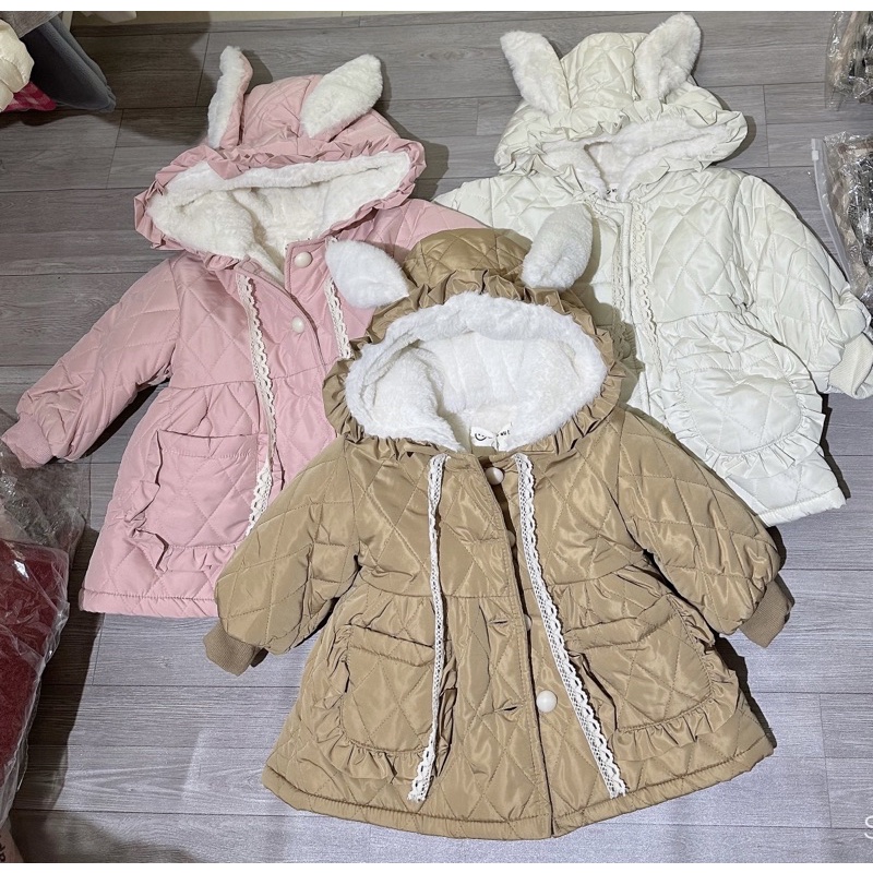Áo Khoác Phao Lót Lông Kèm Túi Xinh Cho Bé Gái