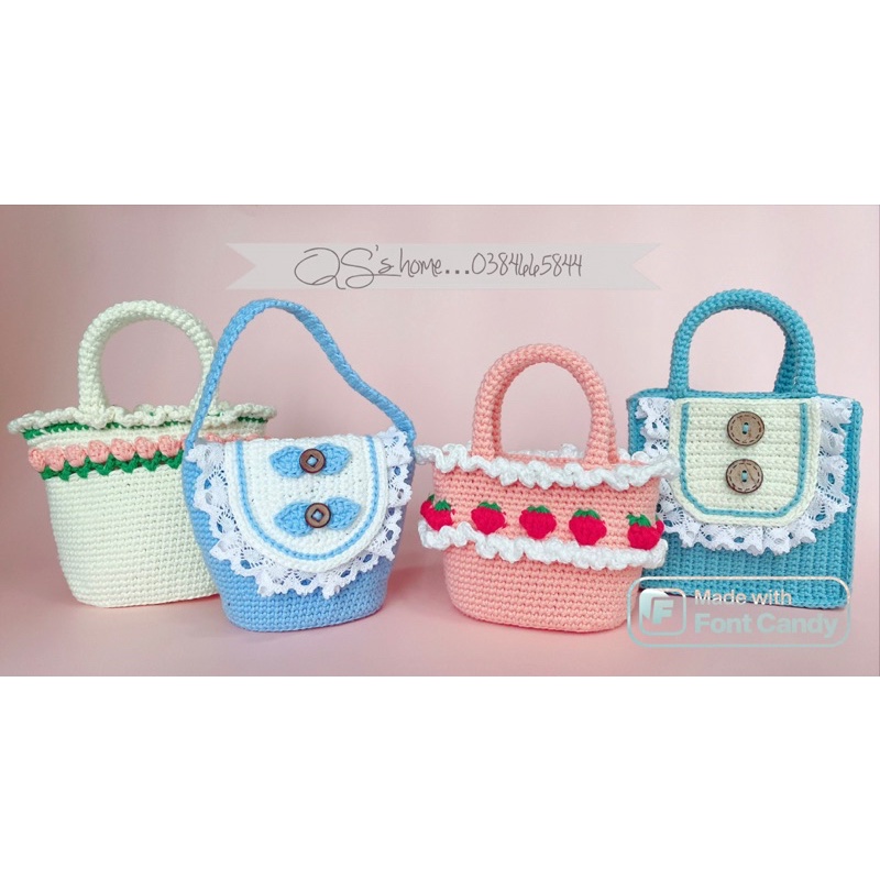 Túi xách len handmade xinh xắn cho bé - có khoá kéo