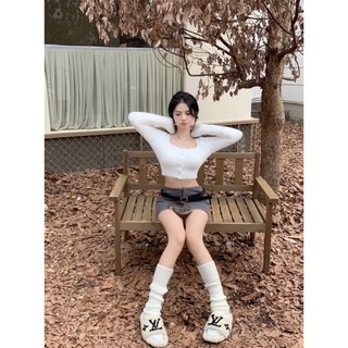 ( HÀNG CÓ SẴN) Áo croptop lông mỏng tay dài