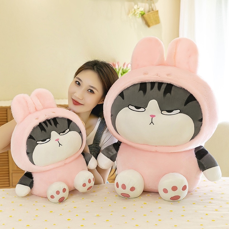 Gấu Bông Mèo Hoàng Thượng cosplay Thỏ Ếch Size 20-25cm, Hàng quảng châu lông mịn