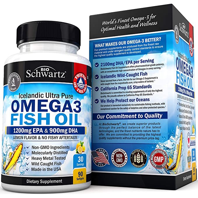 Viên uống dầu cá Omega 3 Fish Oil EPA & DHA 2250mg - Tăng cường miễn dịch, khớp, mắt, não và sức khỏe làn da 90 viên