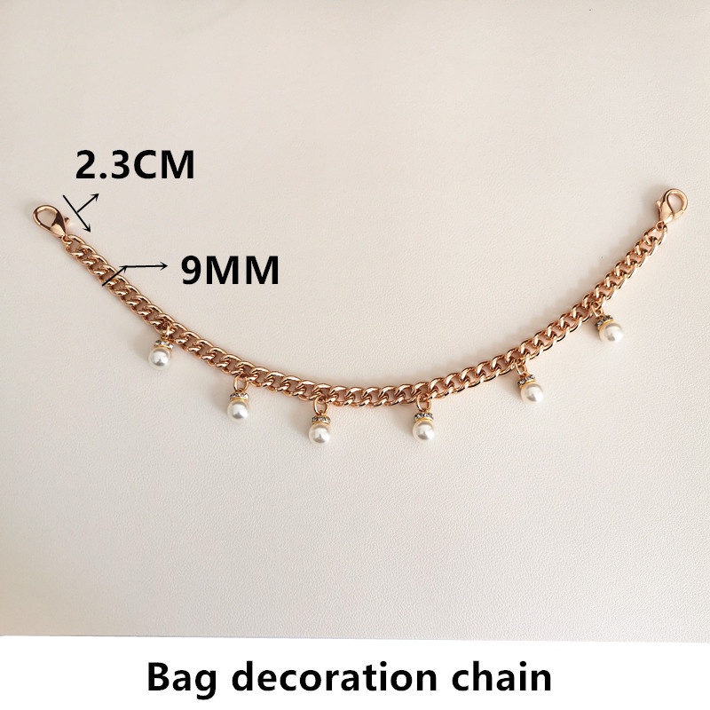 Dây Xích 9MM 7MM Bằng Kim Loại Đính Ngọc Trai Trang Trí Túi Xách / Đeo Chéo