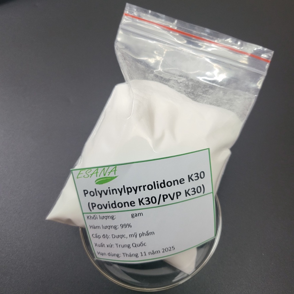 100g Tá dược Povidon K30 (PVP K30) hàm lượng 99% cấp thực phẩm