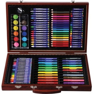 Bộ màu vẽ colormate hộp gỗ cao cấp 110 chi tiêt , quà tặng cho bé - colormate