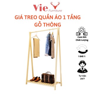 Giá kệ treo quần áo [ FREE SHIP ] 1 tầng gỗ thông nhập khẩu Newzealand