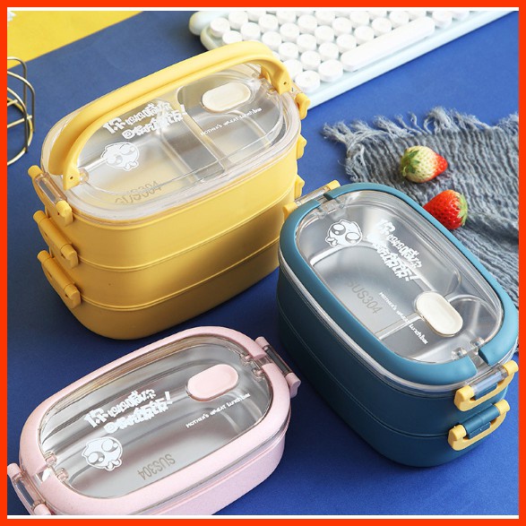 Hộp cơm văn phòng 2 tầng lõi inox giữ nhiệt tốt, dùng được trong lò vi sóng Ái Bình Shop