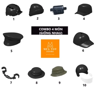 Đồ chơi lắp ráp swat army , mô hình lắp ghép quân sự - Combo 4  món tổng hợp giống nhau ( Nón-túi đeo)
