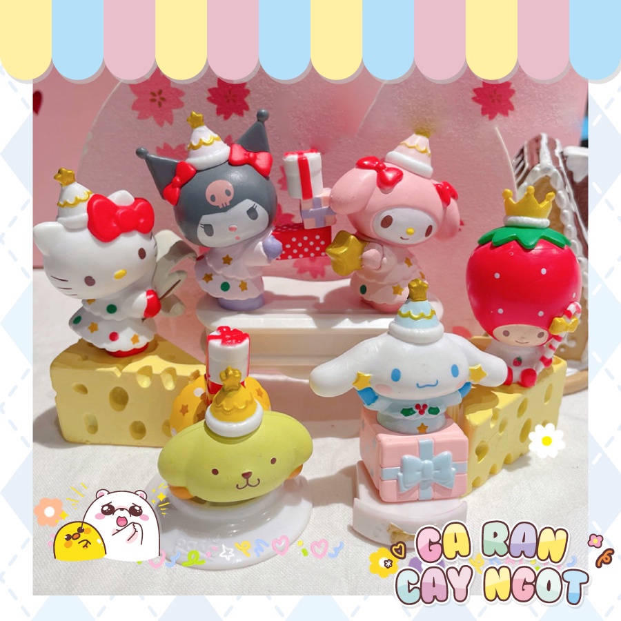 Mô hình PVC 6~7cm Sanrio Cinnamoroll Sanrio giáng sinh Gà Rán Cay Ngọt đáng yêu dễ thương để bàn trang trí