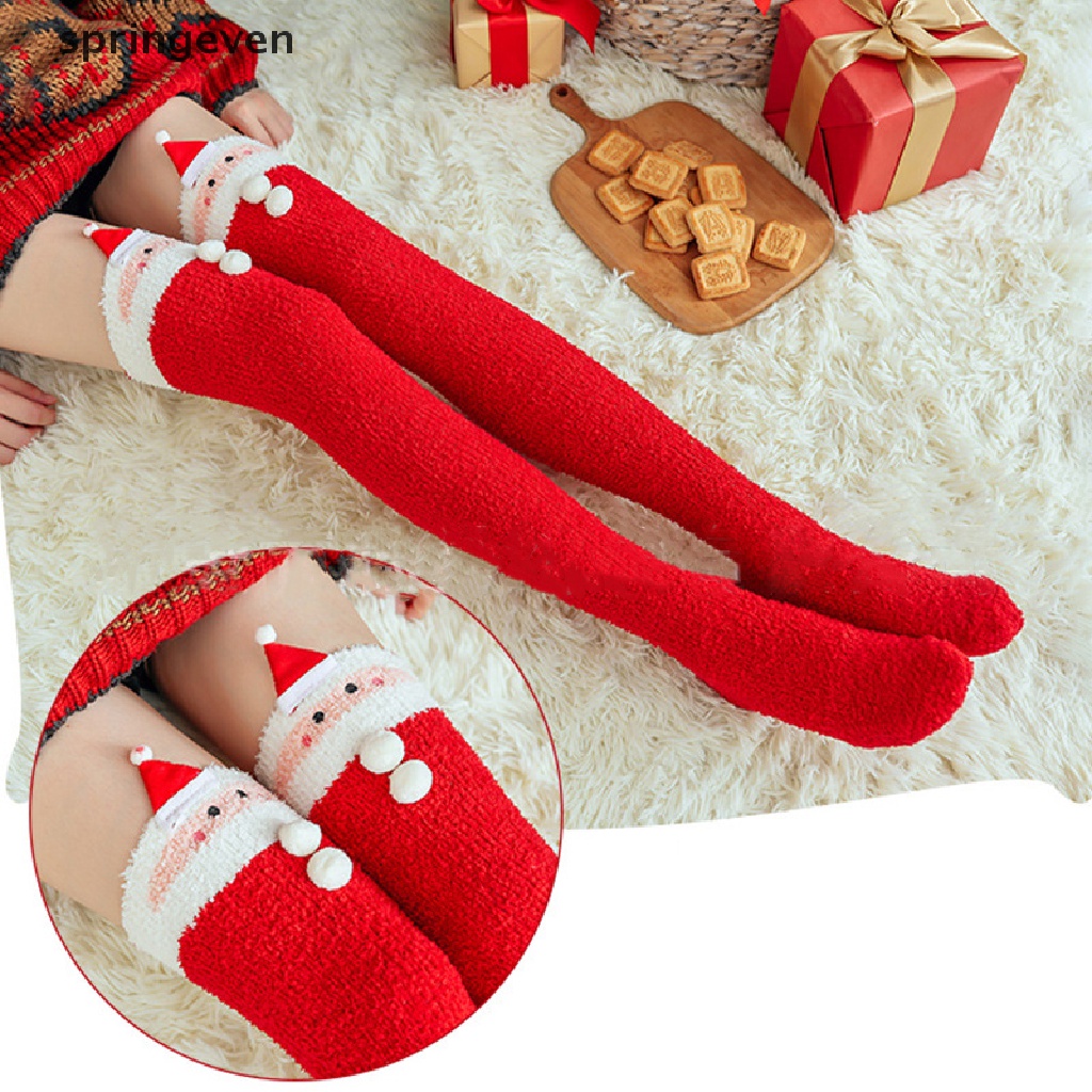 1 Đôi Tất Chân Giữ Ấm Họa Tiết Hoạt Hình Phong Cách Giáng Sinh