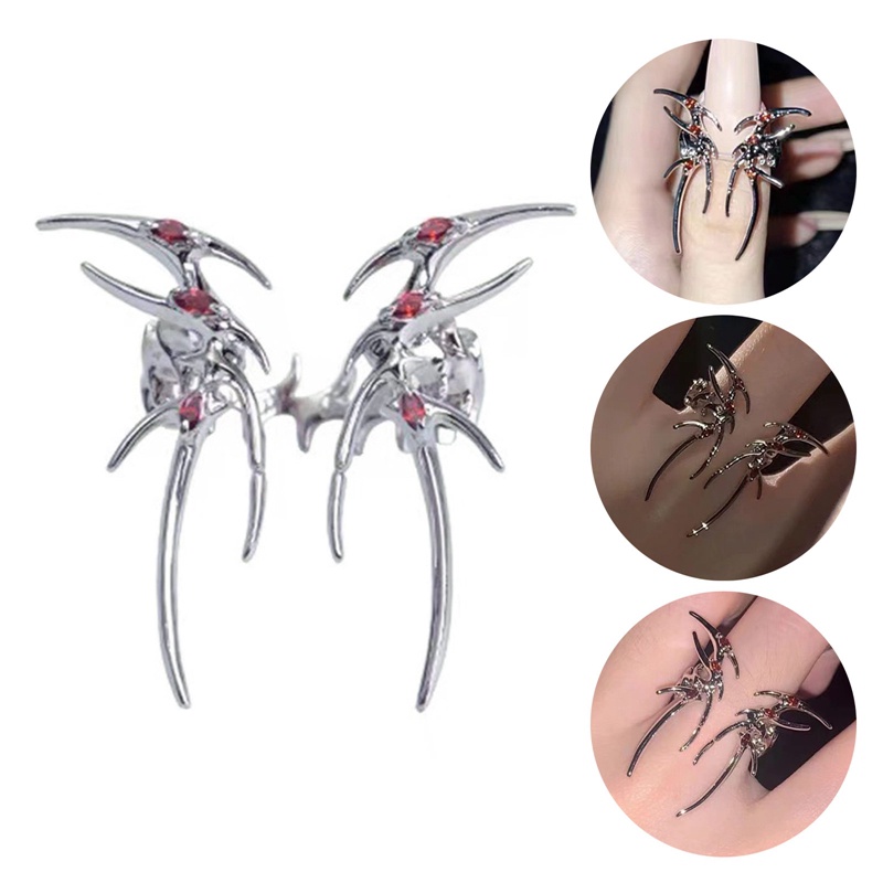 Ygt Nhẫn Hở Hình Bướm Rỗng Màu Bạc Phong Cách Punk Gothic Sáng Tạo Thời Trang Unisex Y2K