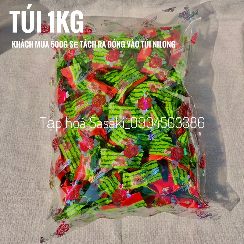 Kẹo Socola Dưa Hấu Lạnh Vị Ngọt Mát Nhân Sữa Trắng Việt Thái Cân Lẻ
