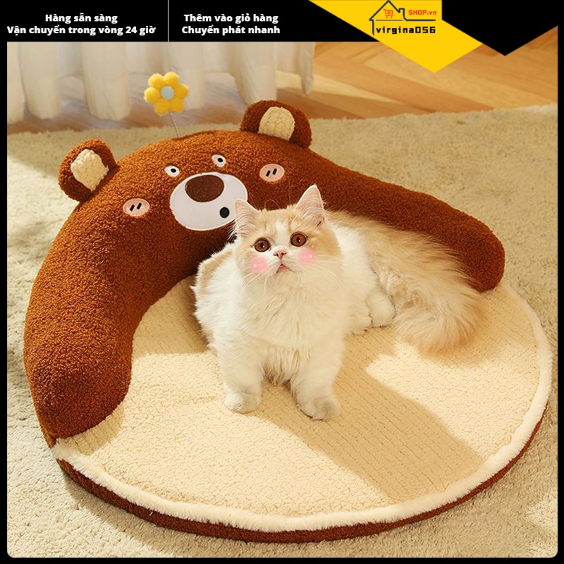 Có thể bán buôn Mèo Ngủ Thảm Mềm Ấm Chống Trơn Trượt Có Thể Giặt Thú Cưng Dễ Thương Giường Miếng Lót Kèm Gối Cho Thỏ Con Chó Virgina056 Hàng giao ngay