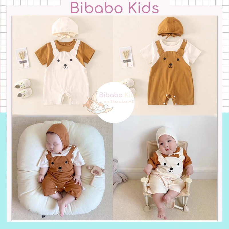 hình Gấu dễ thương, quần áo trẻ em ngắn tay bodysuit cho bé chất vải mềm mại