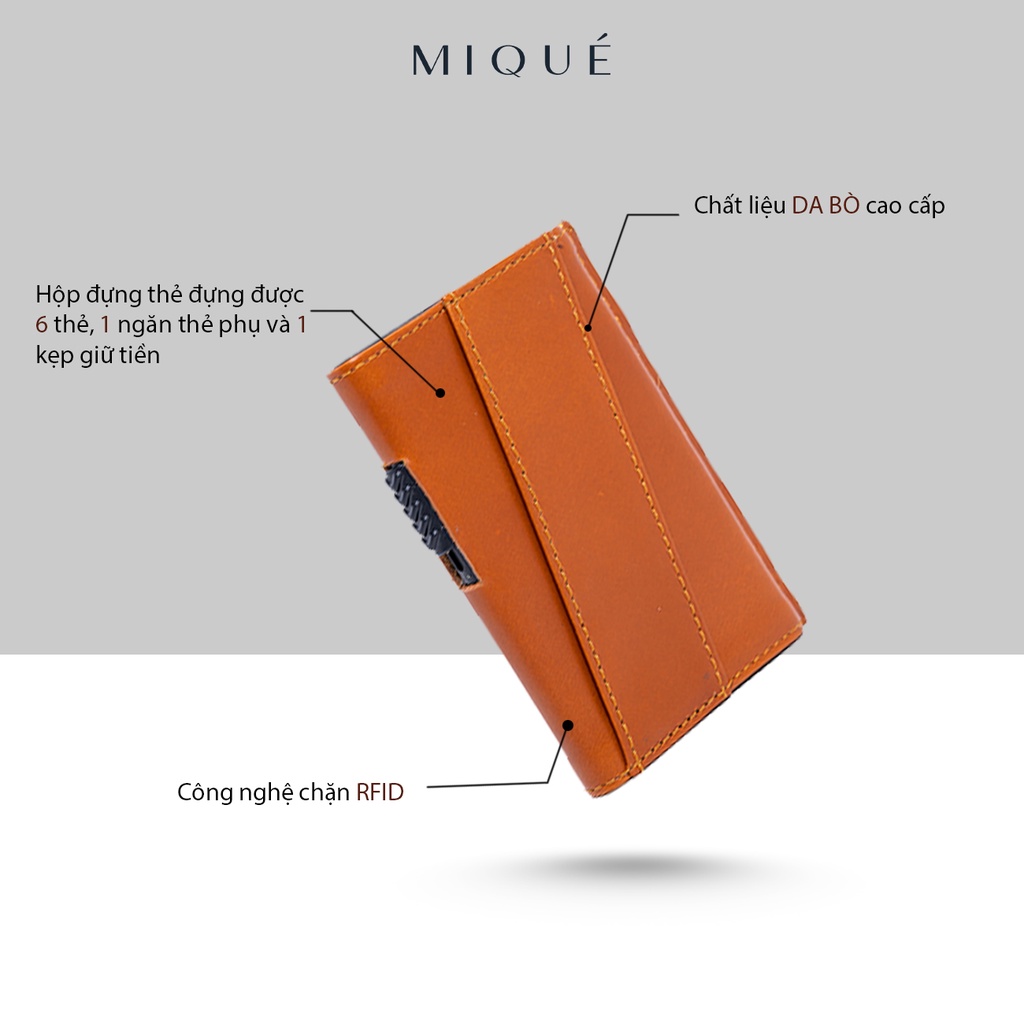 Ví da đựng thẻ thông minh Ander nhỏ gọn với thiết kế đẩy thẻ tiện lợi
