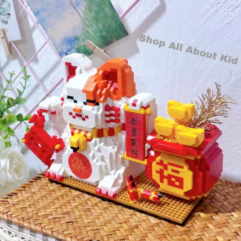 Lắp ráp mô hình Mèo Thần Tài 5D mới nhất 22cm, phong thủy tài lộc -All About Kid