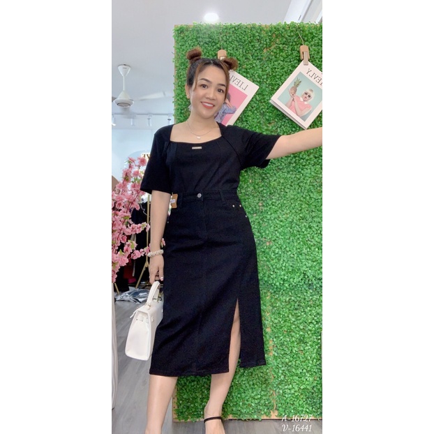 SALE Váy jean dài BIGSIZE xẻ chân váy bò 16441