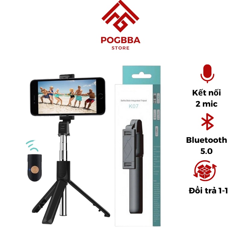 gậy chụp ảnh 3 chân tự sướng selfie bluetooth có nút remote gắn kèm tripod cho điện thoại, livestream chụp hình