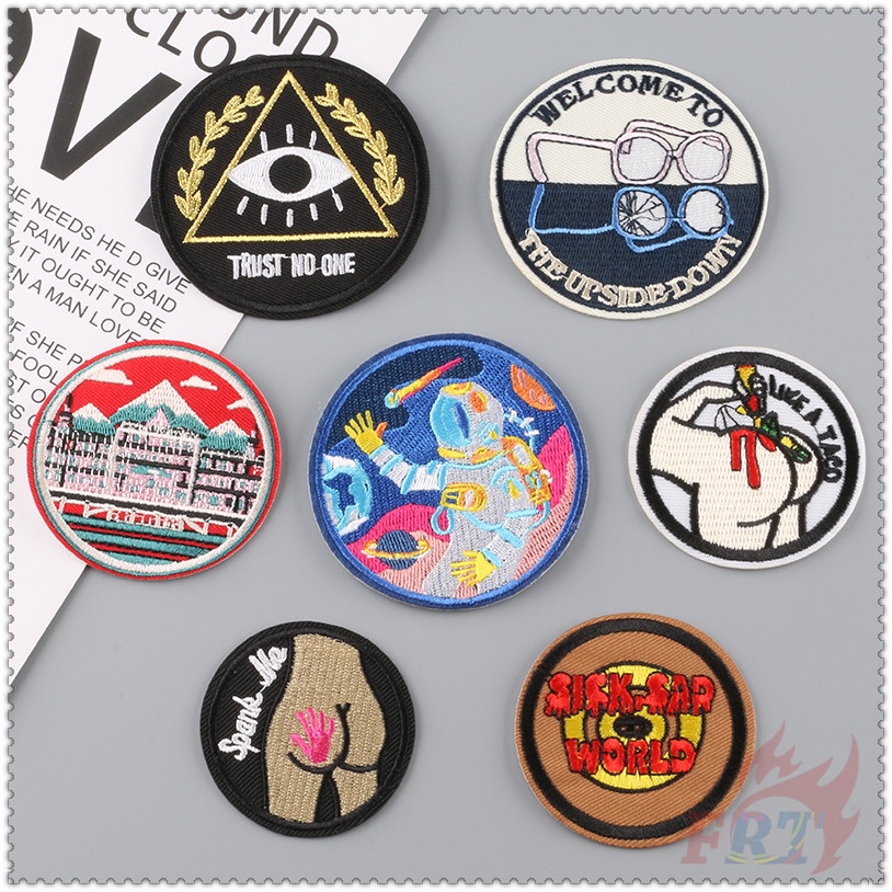 ✿ Sticker Ủi Thêu Chữ Sick World / Spank Me / Trust No One Iron-on ✿ 1 Sticker Ủi Thêu Hình Huy Hiệu