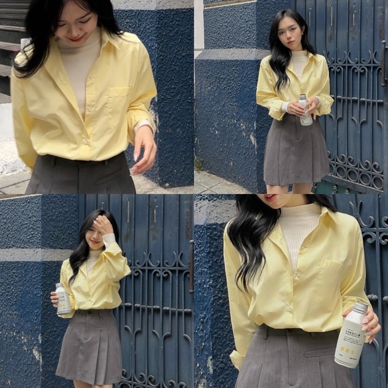 (VÀNG MỚI) ÁO SƠ MI NỮ - HEE BY OHI - Màu Vàng Pastel Cotton 100% (heebyohi)
